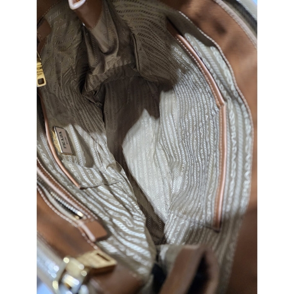 Prada Vitello Shine Leather Galleria Double Zip Large Tote Bag Brown - Picture 15 of 15